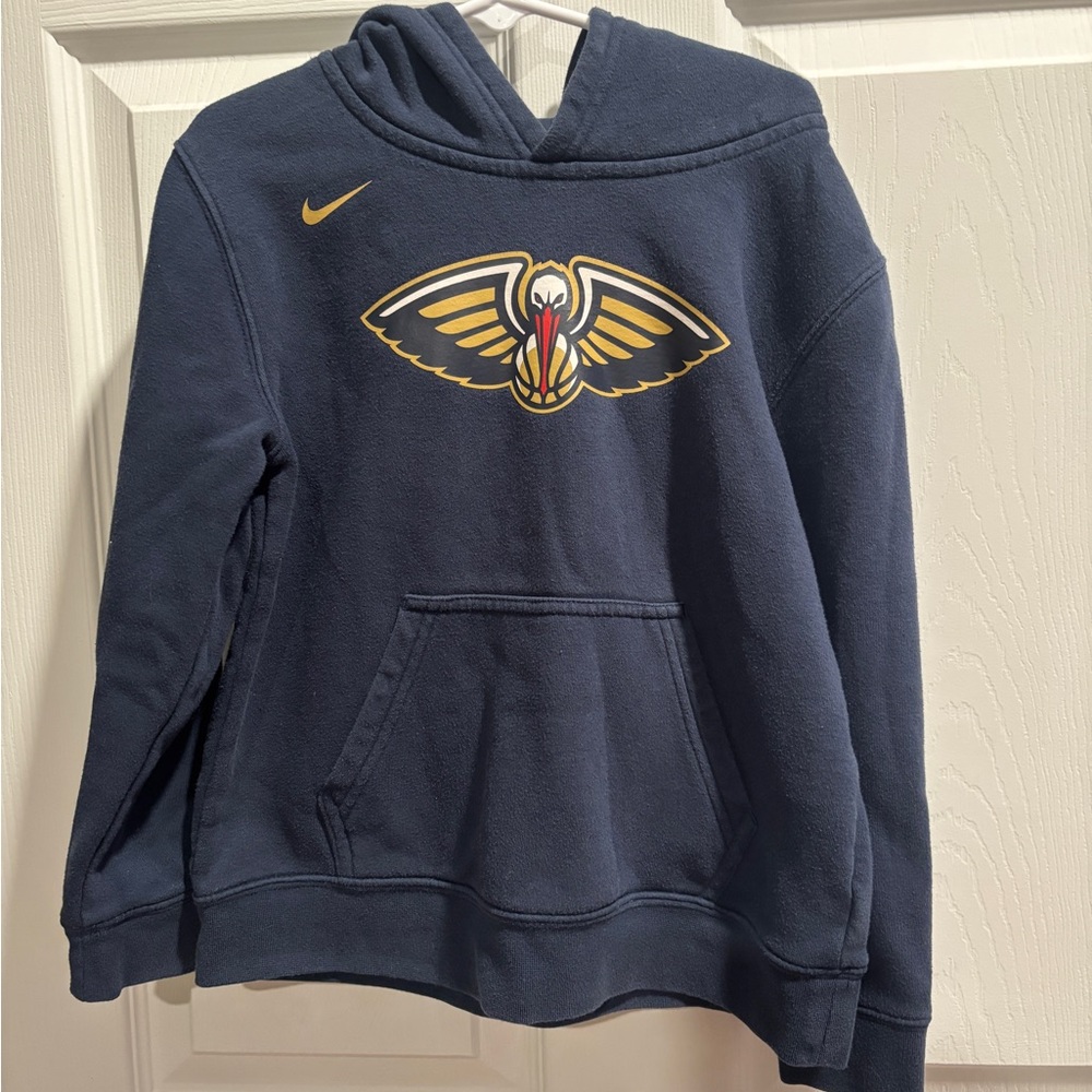 Nike New Orleans Pelicans Pullover Hoodie Kids Large Blue Fleece Sweatshirt NBA